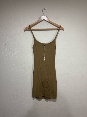 Skims Ribbed Mini Slip Dress Gold Women’s Small NWT